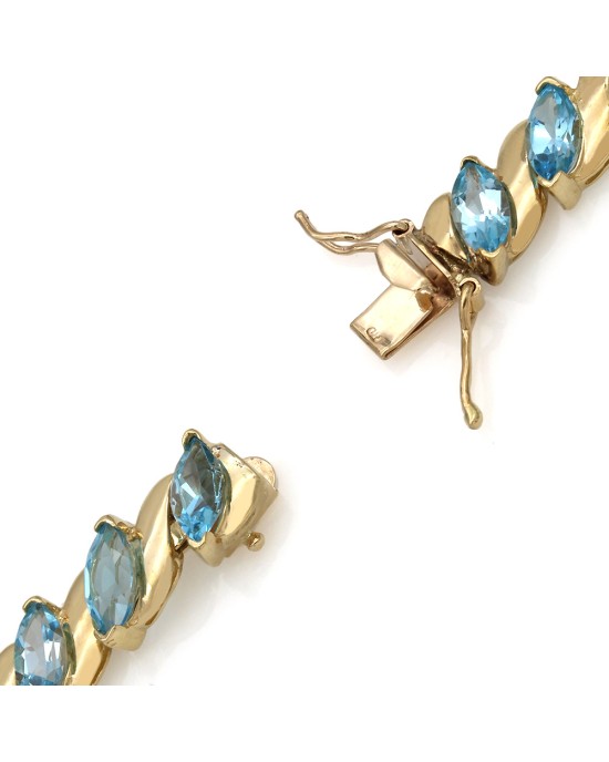 Marquise Blue Topaz Inline Bracelet